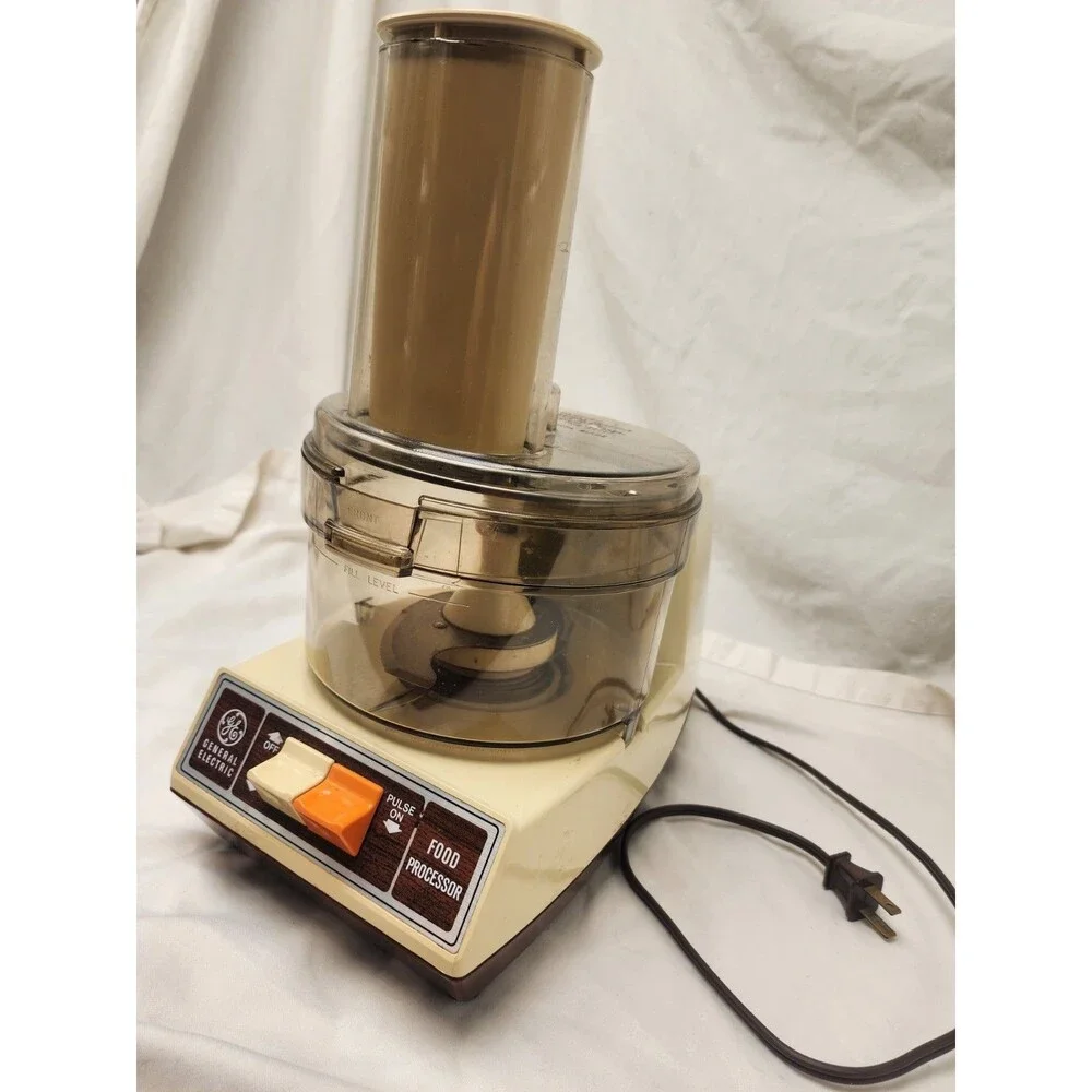 Vintage GE Food Processer General Electric D2FP4200 Woodgrain 1970s Tested